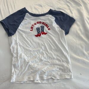 Stylish White and Blue Kids' T-Shirt with 'Let's Go Girls' Design